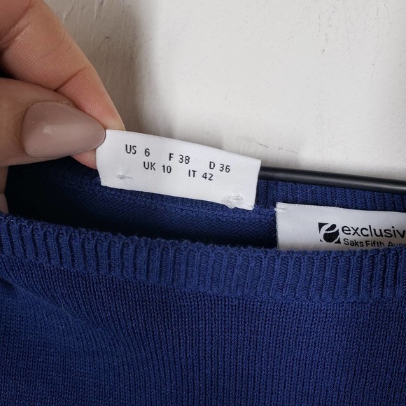 Akris Punto Mixed Material Dress 6 Blue Sweater Shirtdress - Picture 4 of 10